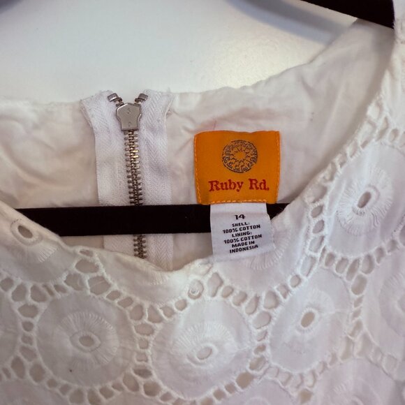 Ruby Rd White Eyelet Shift Dress Size 14 - Picture 2 of 4